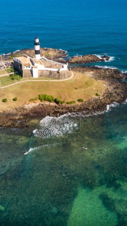 City of Salvador in Bahia. Aerial view. Barra Lighthouse.
