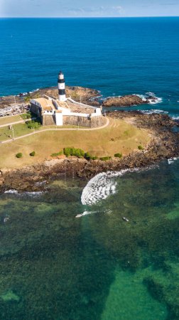 City of Salvador in Bahia. Aerial view. Barra Lighthouse.
