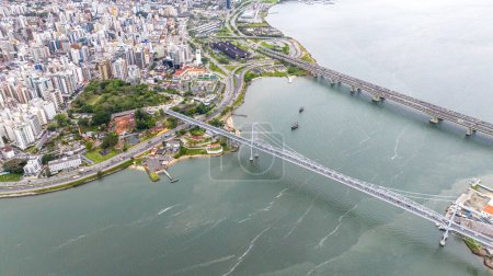 City of Florianopolis, Hercilio Luz Bridge. Brazil