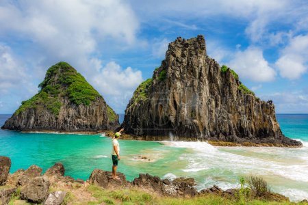 Photo for Fernando de Noronha, Brasil. Turquoise water around the Two Brothers rocks, UNESCO World Heritage Site, Brazil, South America. South America. - Royalty Free Image