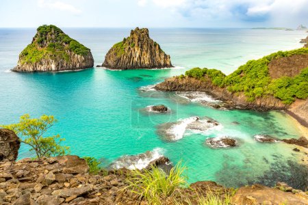 Photo for Fernando de Noronha, Brasil. Turquoise water around the Two Brothers rocks, UNESCO World Heritage Site, Brazil, South America - Royalty Free Image