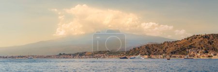 Taormina in Italy. Web banner with copy space. Europe.