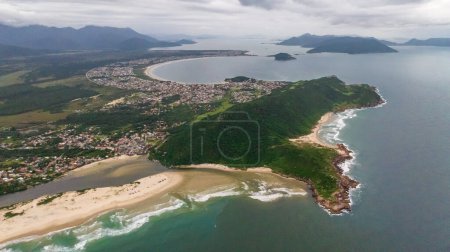 Guarda do Embau Beach located in the state of Santa Catarina near Florianopolis. Aerial image of beach in Brazil, South America.