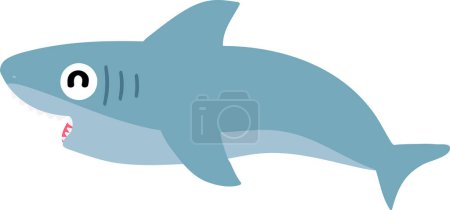 Téléchargez les photos : Illustration de requin mignon dessin animé isolé sur fond blanc - en image libre de droit