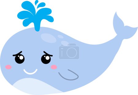 Photo for Close up cartoon whale blows spout out on white background - Royalty Free Image