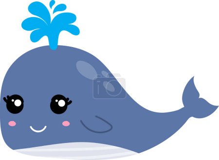 Photo for Close up cartoon whale blows spout out on white background - Royalty Free Image