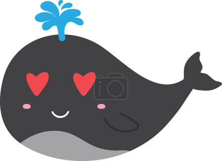 Téléchargez les photos : Mignon dessin animé baleine souffle bec sur fond blanc - en image libre de droit