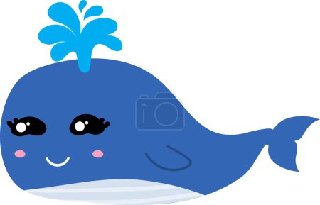 Photo for Cute cartoon whale blows spout out on white background - Royalty Free Image