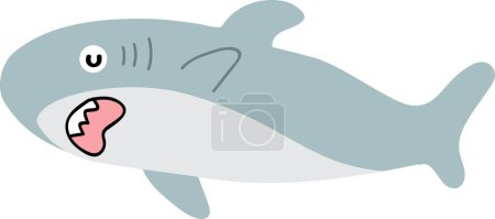 Foto de Dibujo animado lindo tiburón ilustración aislado sobre fondo blanco - Imagen libre de derechos