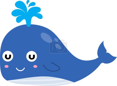 Téléchargez les photos : Mignon dessin animé baleine souffle bec sur fond blanc - en image libre de droit