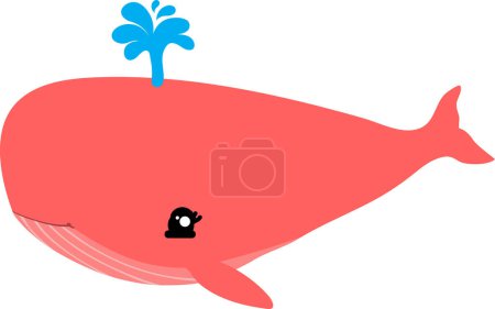 Photo for Cute cartoon whale blows spout out on white background - Royalty Free Image