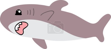 Foto de Ilustración de tiburón de dibujos animados aislado sobre fondo blanco - Imagen libre de derechos
