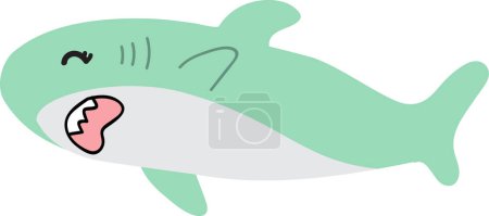 Téléchargez les photos : Illustration de requin dessin animé isolé sur fond blanc - en image libre de droit