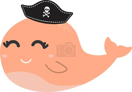 Photo for Close up cute whale in pirates hat - Royalty Free Image