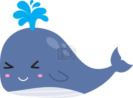 Foto de Adorable dibujos animados ballena sopla chorro hacia fuera en blanco fondo - Imagen libre de derechos