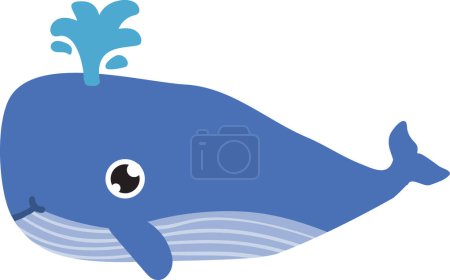 Photo for Adorable cartoon whale blows spout out on white background - Royalty Free Image