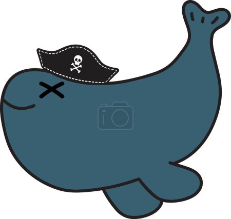 Photo for Close up cute whale in pirates hat - Royalty Free Image