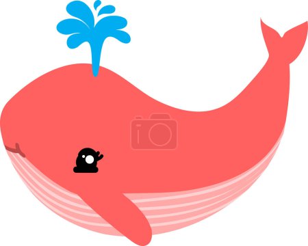 Téléchargez les photos : Adorable dessin animé baleine souffle bec sur fond blanc - en image libre de droit