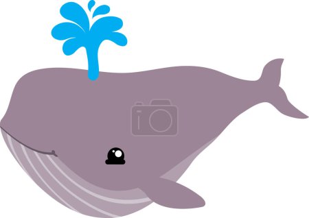Téléchargez les photos : Adorable dessin animé baleine souffle bec sur fond blanc - en image libre de droit