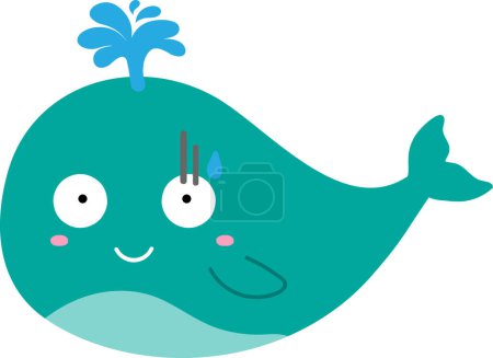 Photo for Cute baby whale with dimples and with water fountain. marine animal on white background - Royalty Free Image