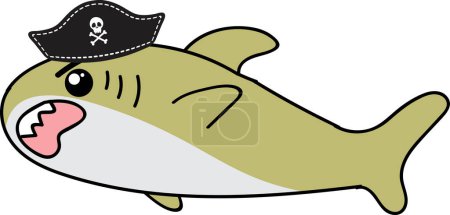Photo for Cartoon shark character in pirates hat, illustration on white background - Royalty Free Image