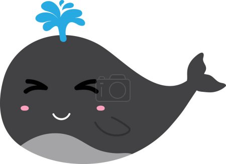 Téléchargez les photos : Dessin animé baleine mignonne avec bec bleu sur fond blanc. - en image libre de droit
