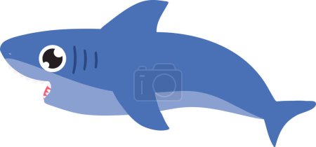 Téléchargez les photos : Illustration de requin dessin animé isolé sur fond blanc - en image libre de droit
