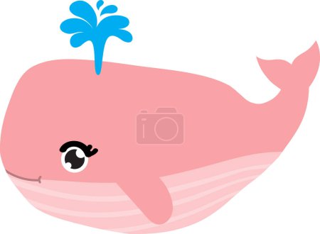 Foto de Adorable dibujos animados ballena sopla chorro hacia fuera en blanco fondo - Imagen libre de derechos