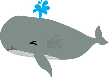 Photo for Adorable cartoon whale blows spout out on white background - Royalty Free Image