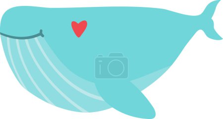 Téléchargez les photos : Dessin animé mignon baleine de mer, illustration sur fond blanc - en image libre de droit