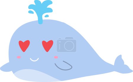 Téléchargez les photos : Dessin animé baleine mignonne avec bec bleu sur fond blanc. - en image libre de droit