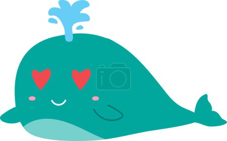 Foto de Dibujos animados linda ballena con pico azul sobre fondo blanco. - Imagen libre de derechos