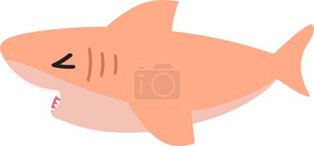 Foto de Divertida ilustración de tiburón de dibujos animados aislado sobre fondo blanco - Imagen libre de derechos