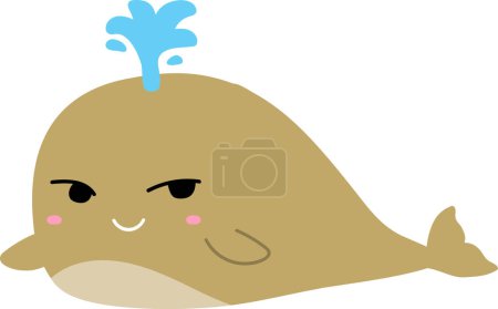 Photo for Close up cute cartoon whale blows spout out on white background - Royalty Free Image
