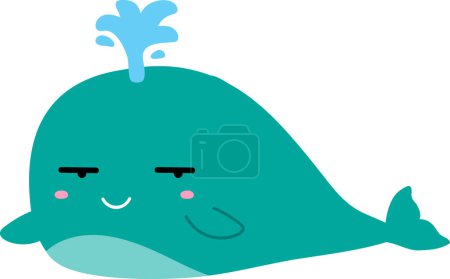 Téléchargez les photos : Bébé baleine mignon avec fossettes et fontaine à eau. animal marin sur fond blanc - en image libre de droit