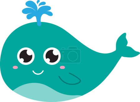 Photo for Cute baby whale with dimples and with water fountain. marine animal on white background - Royalty Free Image