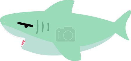Foto de Divertida ilustración de tiburón de dibujos animados aislado sobre fondo blanco - Imagen libre de derechos