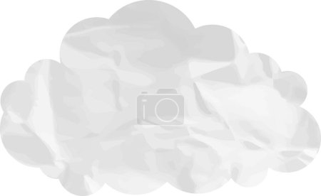 Téléchargez les photos : Nuage de dessin animé avec texture papier froissé isolé sur blanc - en image libre de droit