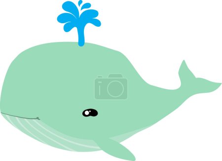 Téléchargez les photos : Gros plan mignon dessin animé baleine souffle bec sur fond blanc - en image libre de droit