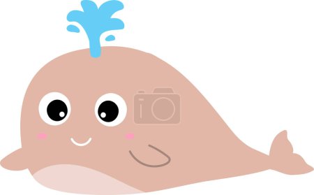 Photo for Close up cute cartoon whale blows spout out on white background - Royalty Free Image