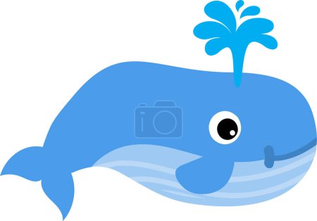 Photo for Close up funny cartoon whale blows spout out on white background - Royalty Free Image