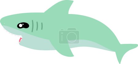 Téléchargez les photos : Illustration drôle de requin dessin animé isolé sur fond blanc - en image libre de droit