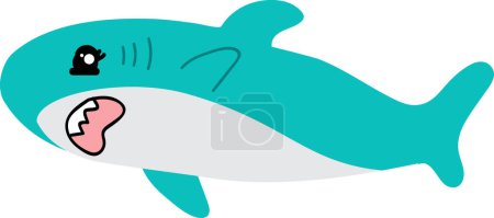 Téléchargez les photos : Illustration drôle de requin dessin animé isolé sur fond blanc - en image libre de droit