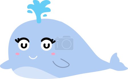 Photo for Cartoon whale blows spout out on white background - Royalty Free Image
