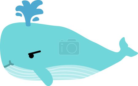 Photo for Cute cartoon whale character with fountain of water isolated on white - Royalty Free Image