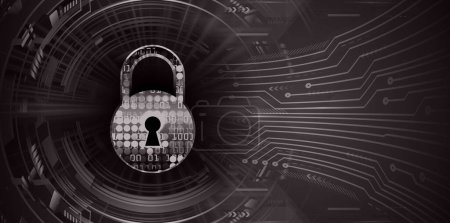 Illustration for Digital background with padlock and binary code - Royalty Free Image