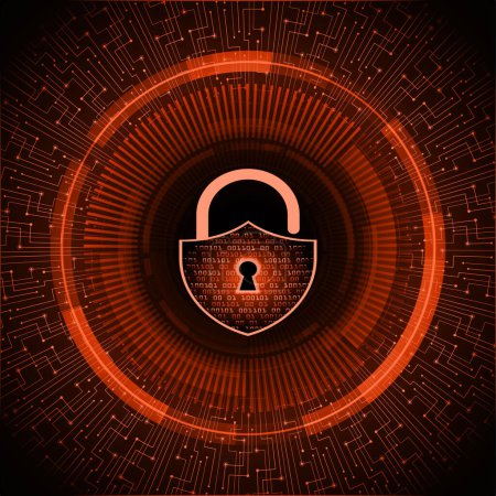 Téléchargez les illustrations : Cyber circuit de sécurité future technologie concept arrière-plan avec serrure - en licence libre de droit