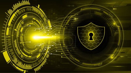 Ilustración de Circuito de seguridad cibernética futuro concepto de tecnología de fondo con bloqueo - Imagen libre de derechos
