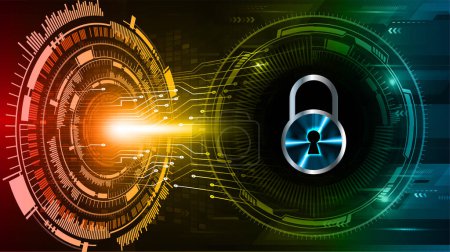 Téléchargez les illustrations : Cyber circuit de sécurité future technologie concept arrière-plan avec serrure - en licence libre de droit
