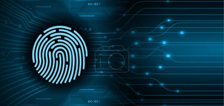 Illustration for Cyber security circuit future technology concept background with fingerprint - Royalty Free Image